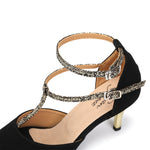 NEW ARRIVAL! Women's Salsa Bachata Ballroom Dance Shoes Black with Gold Heel