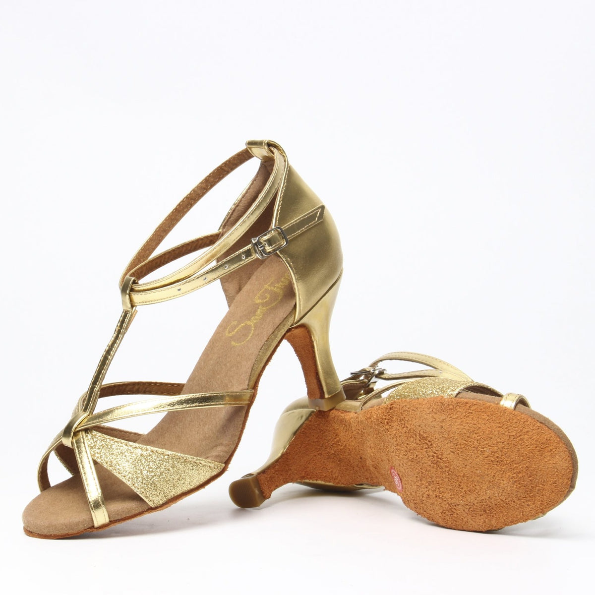 Gold latin store dance shoes