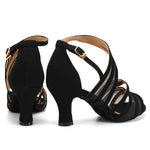 NEW ARRIVAL! Women's Salsa Bachata Ballroom Dance Shoes Spiral Black with Mesh
